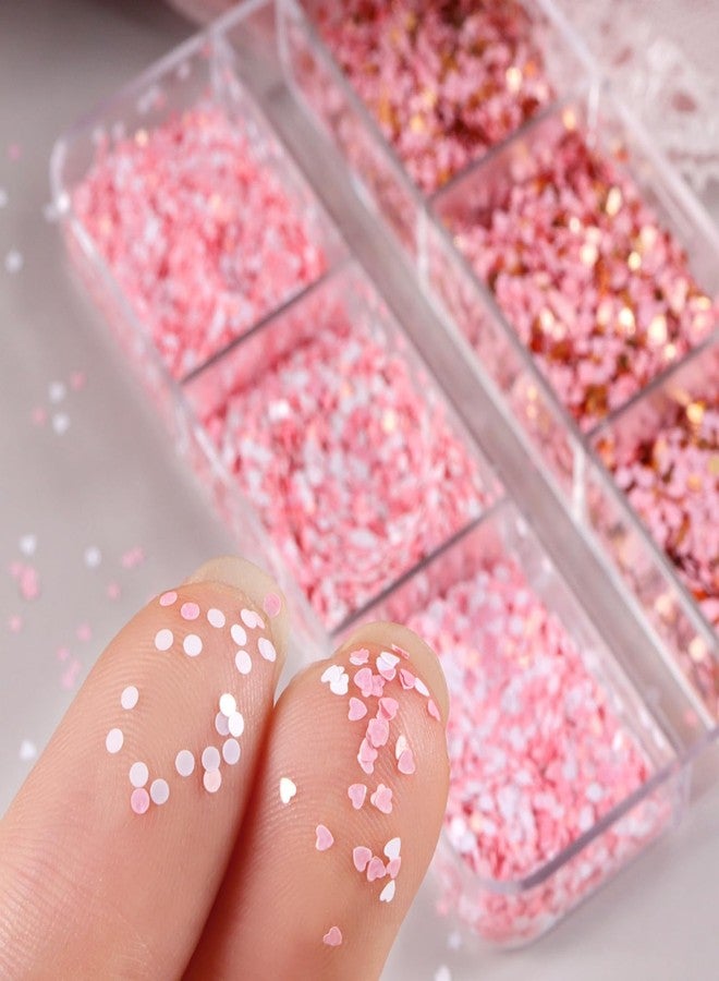 UCCASA Valentine's Day Glitter Heart Nail Sequins Winter Cute Love Star Nail Flakes Design Nail Charms Holographic Gold Pink White 3D Heart Star Glitter Sequins for Women - Image 1